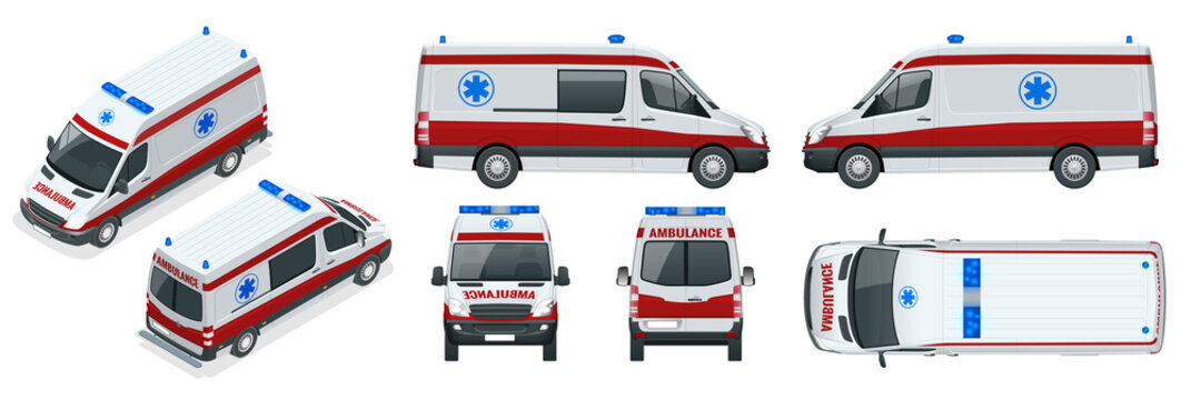 Ambulance Car. An Emergency Medical Service, Administering Emergency Care To Those With Acute Medical Problems.