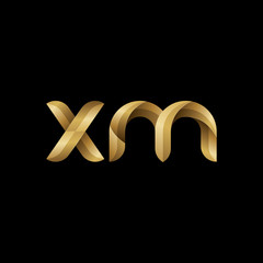 Obraz premium Initial lowercase letter xm, swirl curve rounded logo, elegant golden color on black background