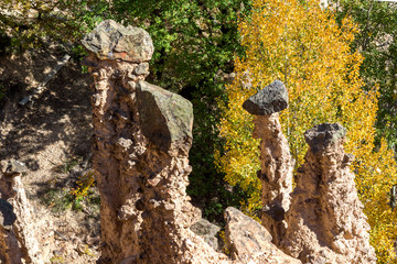 Amazing Autumn Landscape of Rock Formation Devil's town in Radan Mountain, Serbia