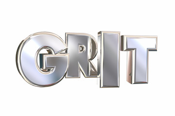 Grit Word Silver Letters Passion Work Ethic 3d Illustration