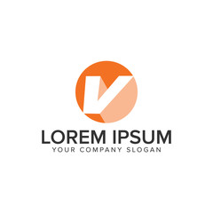 letter V circle shadow logo. negative space design concept template. fully editable vector