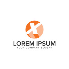Obraz premium letter X circle shadow logo. negative space design concept template. fully editable vector