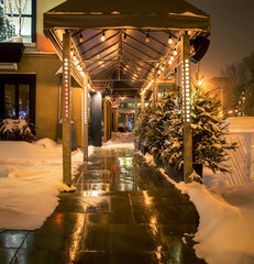 lite entrance way in winter