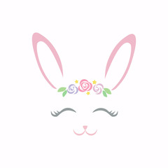 Cute bunny smiling face vector.