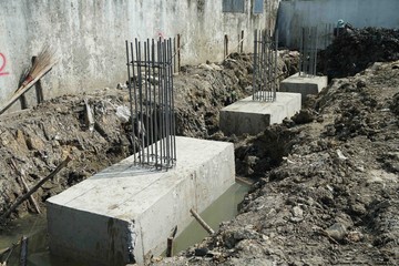 Footing foundation reinforce steel concrete of buidling tower