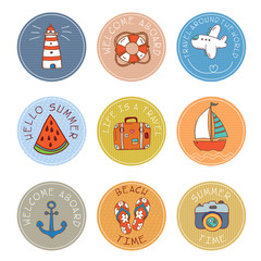set of hand drawn vector labels for summer travel