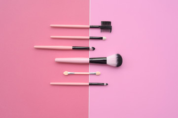 Set of makeup brushes for background