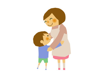 保母さんと子供のイメージ。お母さんと子供のイメージ。