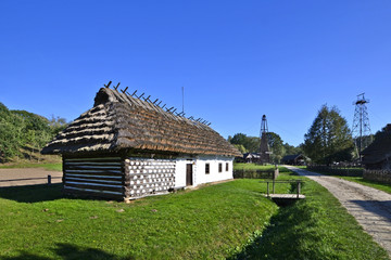 Traditional wooden house in ethnography museum in Sanok, Bieszczady, Poland