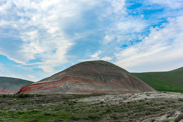 Amazing striped red mountains