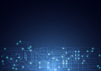 Fototapeta premium Abstrakcjonistyczny tło z technologii obwodu deski teksturą. Ilustracja płyty głównej elektronicznej. Koncepcja komunikacji i inżynierii. Ilustracji wektorowych