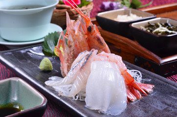 Delicious Japanese fresh raw seafoods-Sashimi        