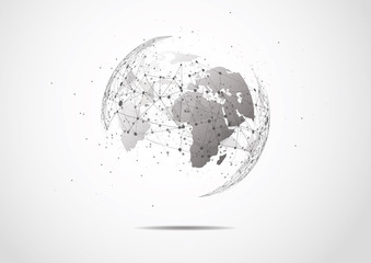 Global network connection. World map point and line composition concept of global business. Vector Illustration