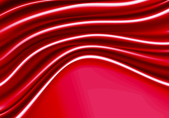 Red fabric satin wave with blank space luxury background vector illustration.