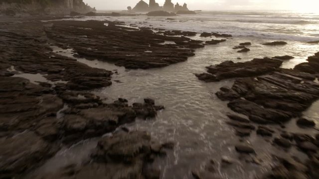 Aerial Drone Video Of Buller Coast Line, West Coast, New Zealand