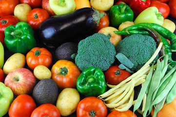 Fresh vegetable and fruit as food background