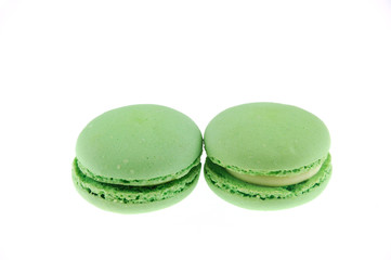 green macarons isolated on the white background