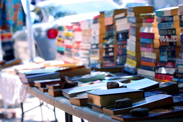 Flea market book stack