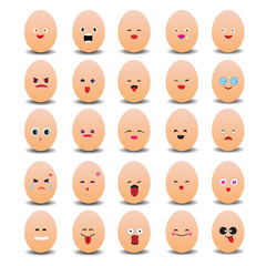 Set of eggs with emoticons
