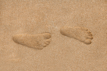 footprints on the sand beach