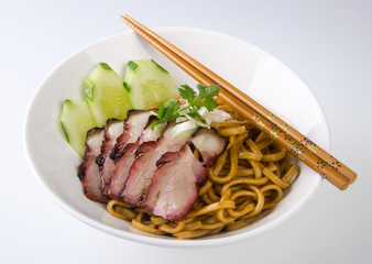 pork noodle. BBQ pork noodle bowl