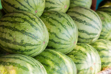 Fresh sweet green watermelons
