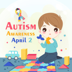 boy with autism awareness concept