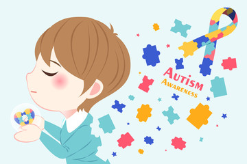 boy with autism awareness concept