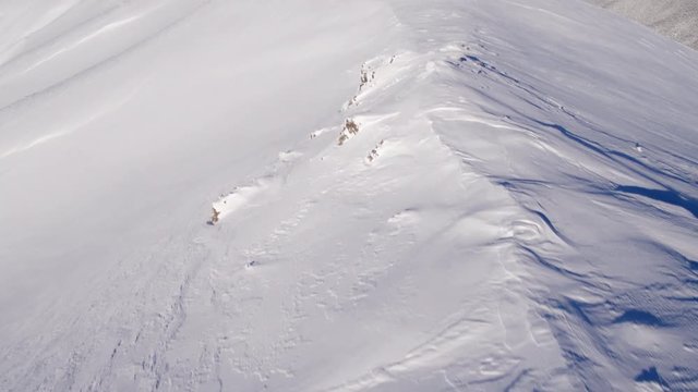 Aerial drone video of Snowy Mountains, Chest Peak, Canterbury, New Zealand