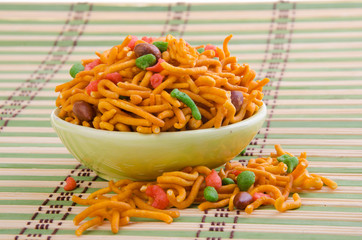 murukku or traditional indian snack on background.