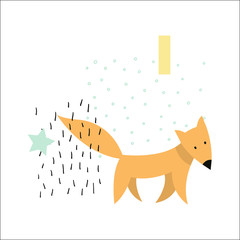 Cute fox.  Vector illustration.