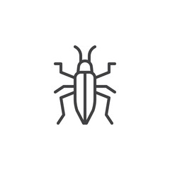 Bedbug line icon, outline vector sign, linear style pictogram isolated on white. Chinch symbol, logo illustration. Editable stroke