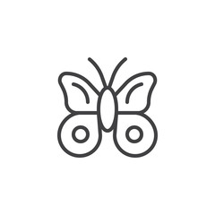 Butterfly line icon, outline vector sign, linear style pictogram isolated on white. Symbol, logo illustration. Editable stroke
