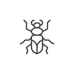 Ground beetle insect line icon, outline vector sign, linear style pictogram isolated on white. Symbol, logo illustration. Editable stroke