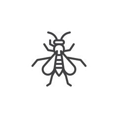 Wasp insect line icon, outline vector sign, linear style pictogram isolated on white. Hornet symbol, logo illustration. Editable stroke