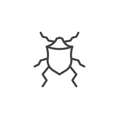 Beetle insect line icon, outline vector sign, linear style pictogram isolated on white. Bug symbol, logo illustration. Editable stroke