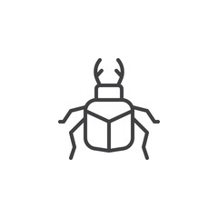 Stag beetle line icon, outline vector sign, linear style pictogram isolated on white. Bug symbol, logo illustration. Editable stroke