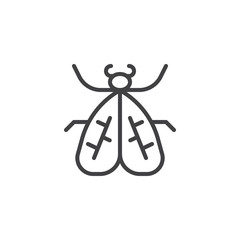 Moth line icon, outline vector sign, linear style pictogram isolated on white. Flying insect symbol, logo illustration. Editable stroke