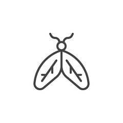 Moth line icon, outline vector sign, linear style pictogram isolated on white. Insect symbol, logo illustration. Editable stroke