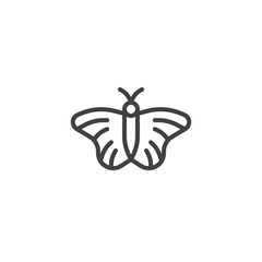Butterfly line icon, outline vector sign, linear style pictogram isolated on white. Moth symbol, logo illustration. Editable stroke