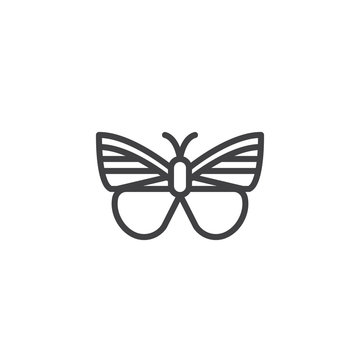 Butterfly line icon, outline vector sign, linear style pictogram isolated on white. Moth symbol, logo illustration. Editable stroke