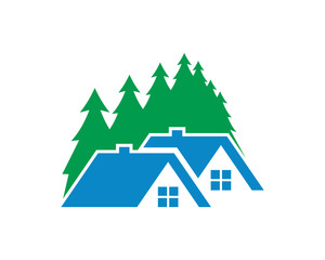 pine forest house housing home residence residential residency real estate image vector icon 2