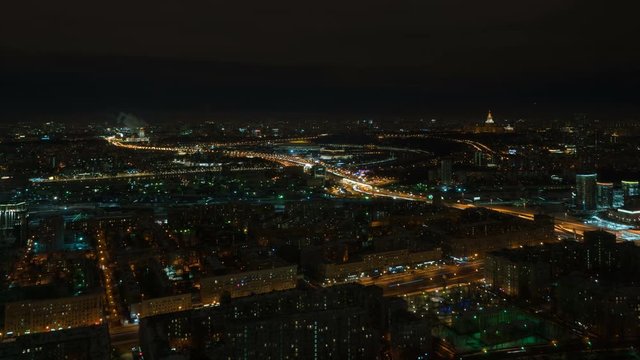 night view of Moscow and Third Ring Road