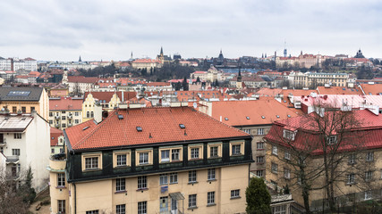 Naklejka na ściany i meble Gloomy morning in the Prague quarter