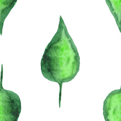 Seamless pattern with herbal motifs. Hand painted watercolor elements.