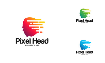 Pixel Head logo concept vector, Robotic Technology Logo template designs vector illustration