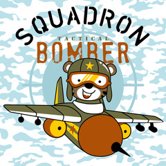 Fighter jet cartoon vector with funny pilot