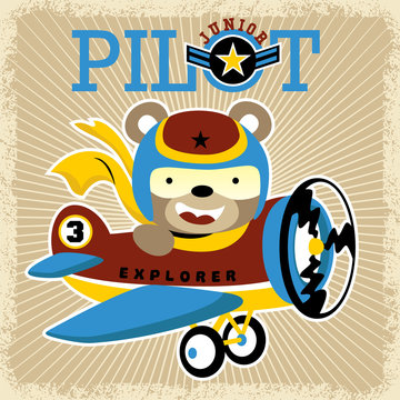 Little plane cartoon vector with little pilot