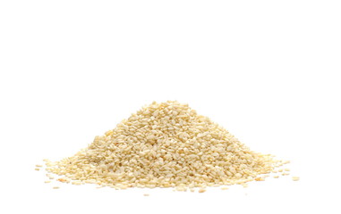 Pile sesame seeds isolated on white background