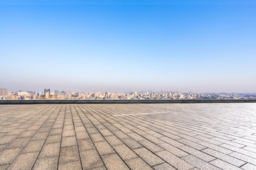 empty floor with cityscape